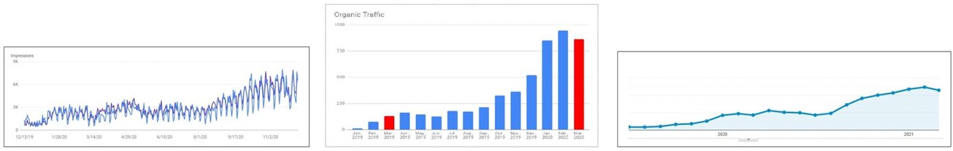 Organic Traffic increase graphs