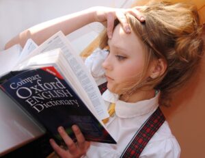 girl learning english